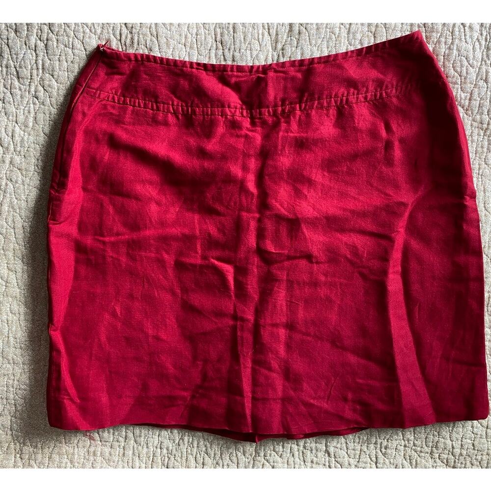 Jones Wear Womens Size 14 Linen Rayon Blend Red Short Skirt Side Zipper - Picture 2 of 8